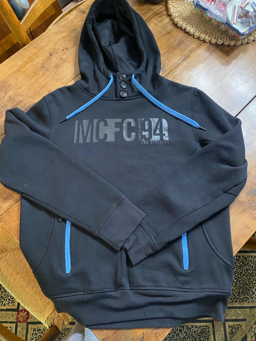 SOCCER CLUB MCFC 94 Black Hoodie with Blue Accents BLOKECORE !
